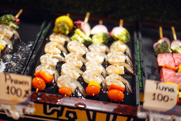 Street food markets, skewers and BBQ on the island