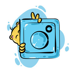 Blue cute instagram icon illustration. Perfect for social media icons, ads, poster elements, marketing ad elements