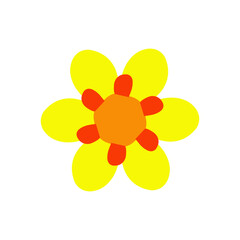 Yellow flower illustration. Perfect for stickers, icons, logos, poster elements, banners and more