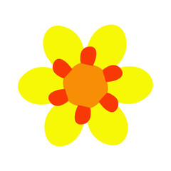 Yellow flower illustration. Perfect for stickers, icons, logos, poster elements, banners and more