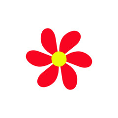 Red flower illustration. Perfect for stickers, icons, logos, poster elements, banners and more