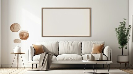 frame mockup in modern living room interior, Generative AI