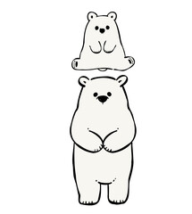 白クマの親子のイラスト