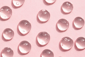 Drops of gel liquid body product top view. Skin care, cosmetics texture and macro.