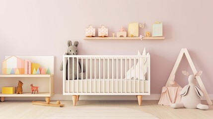 kids bedroom interior, nursery, Generative AI