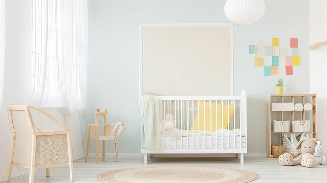 frame mockup in a kids bedroom interior, frame mockup for nursery, Generative AI