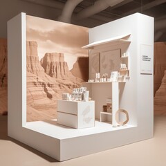 arizona desert themed display, white, minimalist
