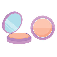 Vector image of face powder. The concept of makeup and self-care. A bright element of cosmetics for design.
