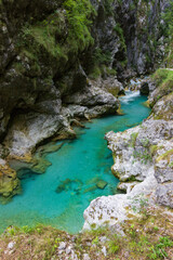 Fototapeta na wymiar Beautiful view of Tolmin gorges near Tolmin in Slovenia