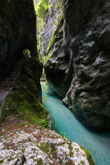 Beautiful view of Tolmin gorges near Tolmin in Slovenia
