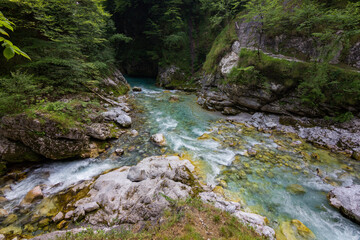 Naklejka na ściany i meble Beautiful view of Tolmin gorges near Tolmin in Slovenia