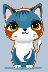 cartoon cat with big eyes, vector image