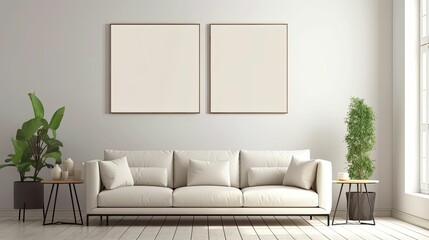 Fototapeta na wymiar frame mockup in modern living room interior, Generative AI