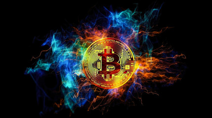 Bitcoin blockchain crypto currency digital encryption, Digital money exchange, Technology global network connections background concept.
