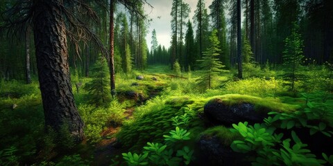 Obraz premium Deep forest. Generative AI