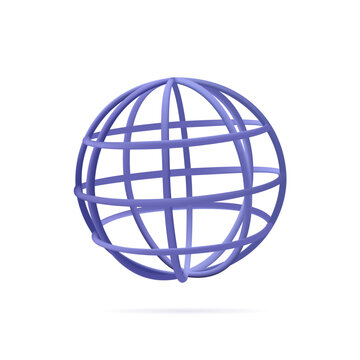 3D globe icon. Planet map globe 3D icons. Vector earth symbol for web, world globus pictograms, traveler wide geography symbol or eco space explore icon. 3D render vector isolated on white