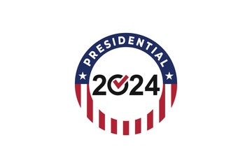 Fototapeta na wymiar Design vector poster for United States presidential election 2024. Election of USA. American the Democrats and the Republicans. 2024 election. democratic and republican parties