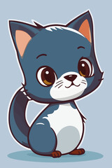 cartoon cat, blue color, vector, illustration