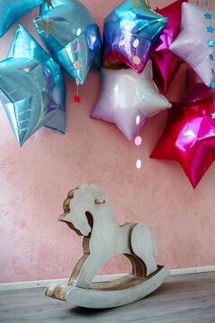 balloons in the design of the children's room. High quality photo