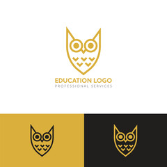Wise Owl Icon Logo Design Template with Clean and Modern Flat Design