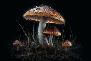 Illustration of psilocybin mushroom with transparent background in PNG format. Generative AI