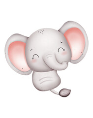 Cute baby elephant watercolor