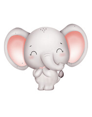 Cute baby elephant watercolor
