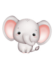 Cute baby elephant watercolor