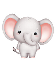 Cute baby elephant watercolor