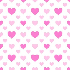 Seamless pattern with hearts on white background.