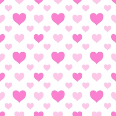 Seamless pattern with hearts on white background.