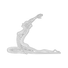 Line Silhouette Female Yoga Pose Meditation Icon. Female Yoga Line Art Drawing. Vector Illustration.