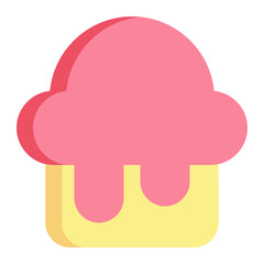 Isolated ice cream in flat icon on white background. Sweet, dessert, frozen, gelato, summer, spring