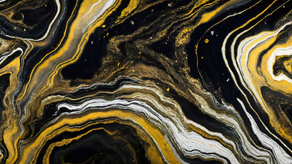 Abstract Painting Gold Silver and Black Marble Agate Wallpaper | AI Generated