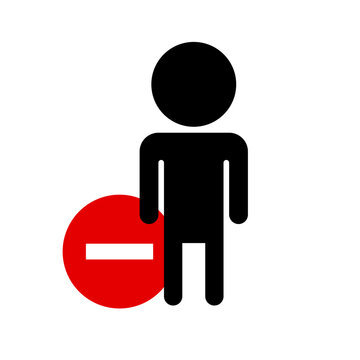 recommend clip art: No entry and person silhouette icon. Vector.