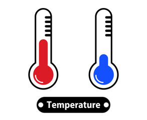 High and low temperature icon set. Hot and cold temperatures. Vectors.