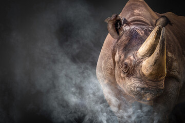 Majestic Rhino Amidst Ethereal Mist