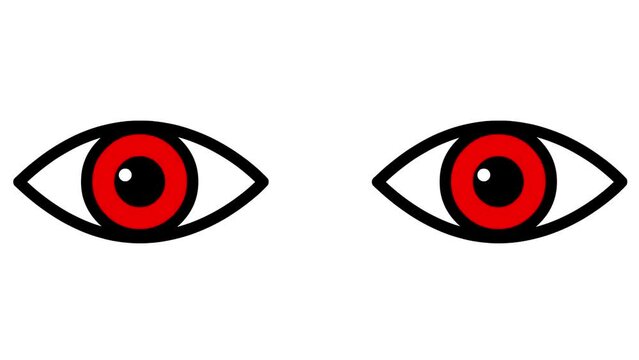 Animated red two eyes are closing. blinks an eyes. Flat icon. Looped video. Vector illustration on white background.
