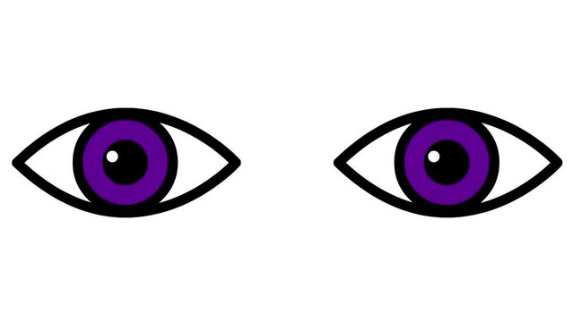 Animated violet two eyes are closing. blinks an eyes. Flat icon. Looped video. Vector illustration on white background.
