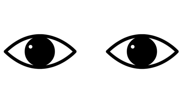 Animated black two eyes are closing. blinks an eyes. Flat icon. Looped video. Vector illustration on white background.