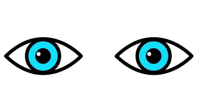 Animated blue two eyes are closing. blinks an eyes. Flat icon. Looped video. Vector illustration on white background.

