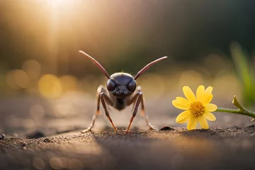 Zelfklevend Fotobehang bee on a flower © Md Imranul Rahman