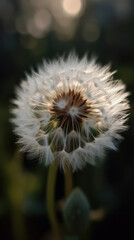 White dandelion macro photography, detailed beauty of nature up close, generative ai
