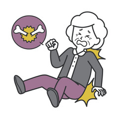 転んで骨折をする高齢女性