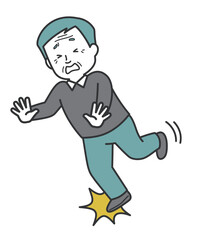 つまづいてよろける高齢男性