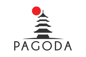 pagoda temple logo design vector icon template 