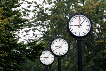 Clocks as decoration in a garden