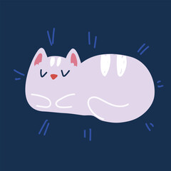 Cartoon vector illustration of cute sleeping cat