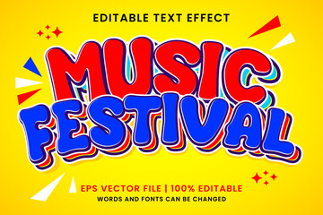Music festival retro pop art style editable text effect