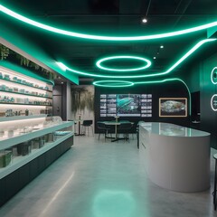 Large Open Floor Plan Marijuana Dispensary With Tall Ceilings and Great Lighting